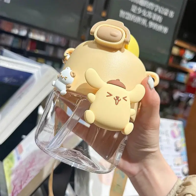 

Sanrio Plastic Water Cup Cinnamoroll Kuromi Straw Cup Fashion Cute Anime Cartoon Student Children Girl Campus Adult Portable