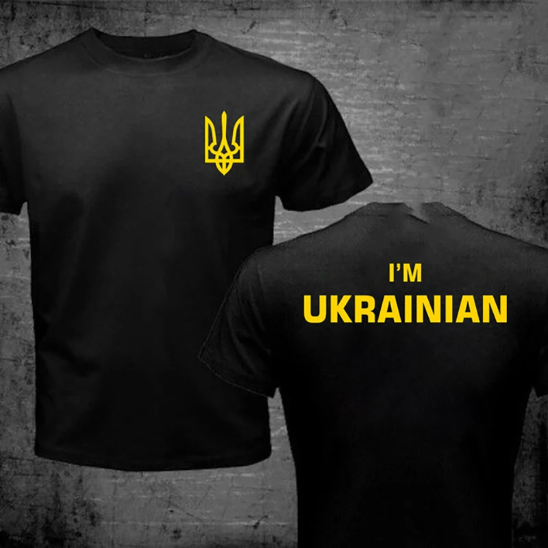 I'm Ukrainian T-shirts Ukraine Trident Graphic Tee Zelensky Ukrainian Patriotic T Shirt Men Ucrania Flag Front Back Print Tshirt