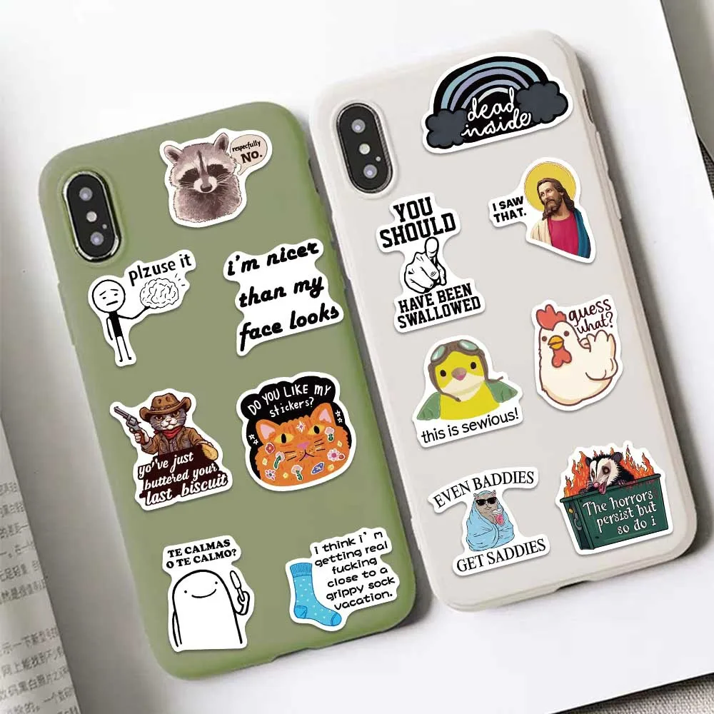 50 قطعة ملصقات حيوانات كرتونية مضحكة شارات ميمي للهاتف المحمول وحقيبة الكمبيوتر المحمول ولوح التزلج وملصقات مقاومة للماء #6