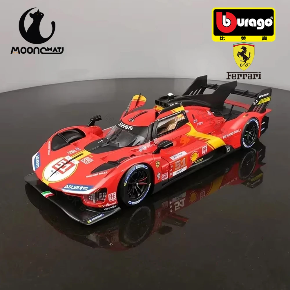 Op voorraad Bburago 1:24 Ferrari 499P 2023 24 uur Le Mans Champion LMH # 51 Ferrari Model Ferrari Automodel Verjaardagscadeau Bakverf