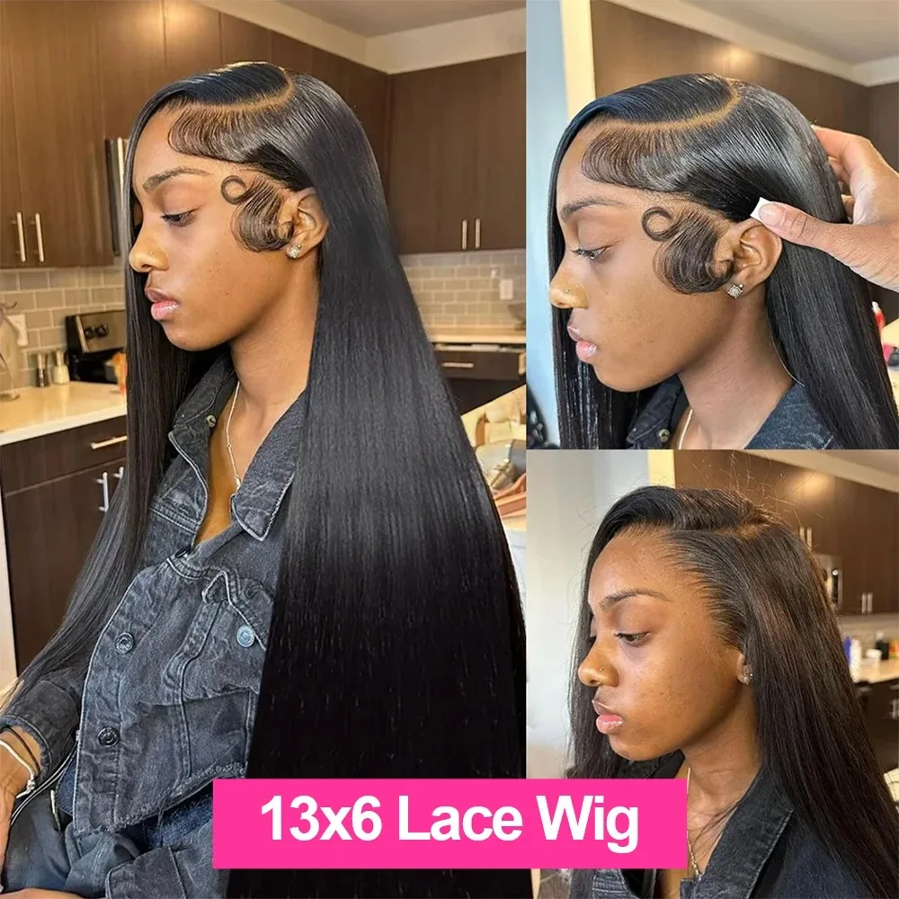 Peruki typu lace front z ludzkich włosów, gęstość 180, 13x6 HD, proste jak kość, 30-40 cali, peruki z ludzkich włosów z transparentną koronką typu lace frontal 13x4 dla kobiet.
