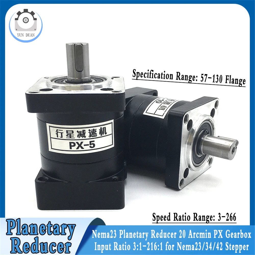 

Planetary Reducer Nema23 Nema34 3PH Nema42 Stepper Motor Ratio 5:1 10:1 Reducetion Gearbox Gear for 57/86/110/130 Flange