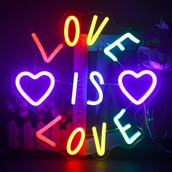 Love is Love 네온 사인 LED 네온 조명, 미적인 방 침실, 웨딩 파티 장식, 방 파티 홈 데코 추가