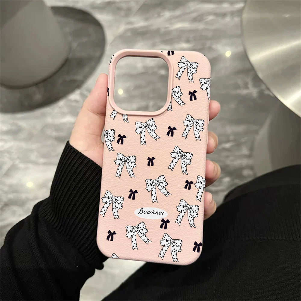 Große Kleine Schleifen Handyhülle für iPhone 17 16 15 14 13 12 11 Pro Max 16 15 14 Plus 17 16 15 14 13 12 Pro 17Air Silikon Matte Hülle – Detail 7