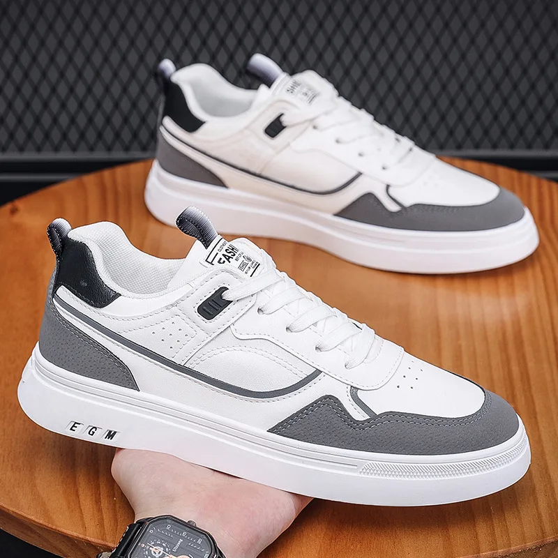 Sepatu kets Low-top kasual, sepatu sneaker trendi ringan putih serbaguna 2024