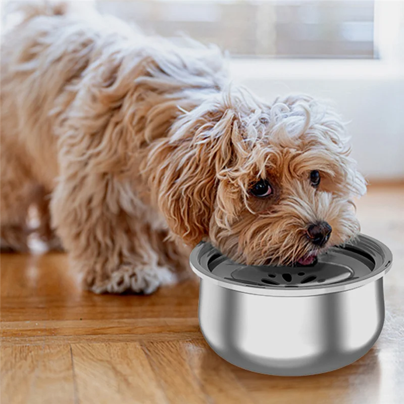 

Dog Water Bowl 4.3L No Spill Stainless Steel Dog Bowls Slow Water Feeder, Spill Proof Dog Water Bowl Dispenser For Dogs Durable