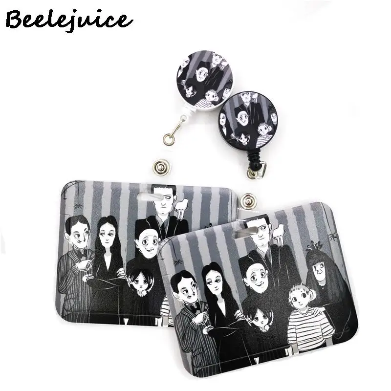 Funny Horror Movie Characters Credit Card Holder Lanyard Women Men Kid Student Retractable ID Name Bus Clips Card Badge Holder