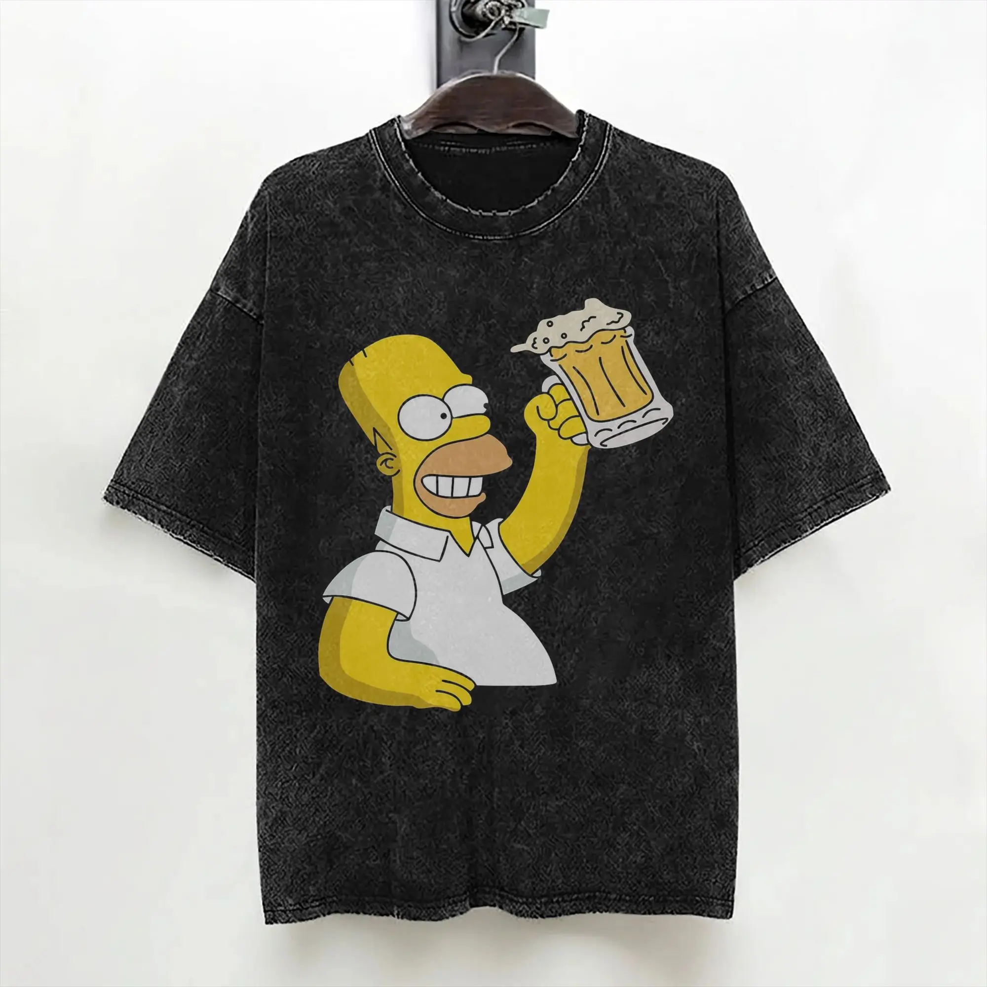 Cartoon The S-Simpsons T Shirts Washed Short Sleeve Harajuku T-Shirts  Vintage for Men Women Streetwear Summer Tees