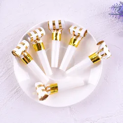 6/12/24PCS Blowout Gold Stripe Dot Foil Eco-Friendly Party Props Noise Maker Birthday Kids Toy Whistle Decoration Supplies
