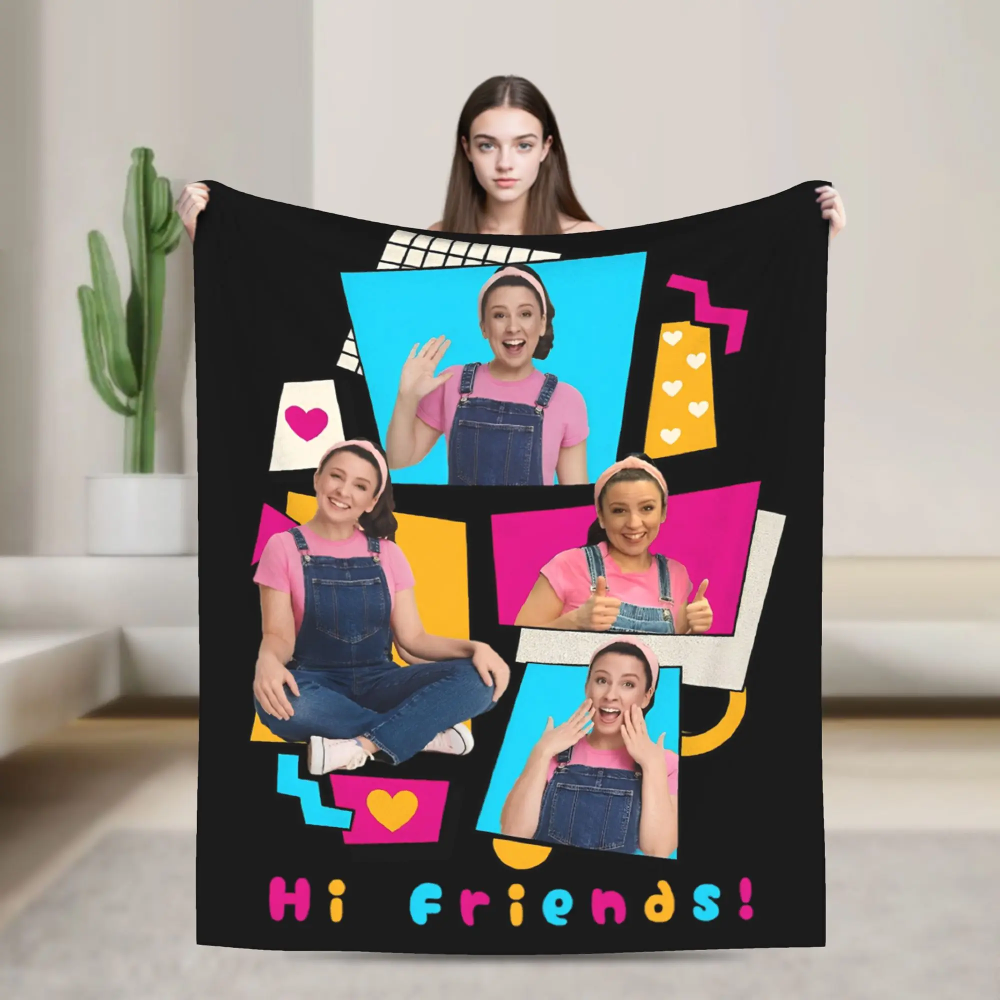 

Miss Rachel 80's Design Blanket Plush Funny Breathable Throw Blankets for Home Spring Autumn