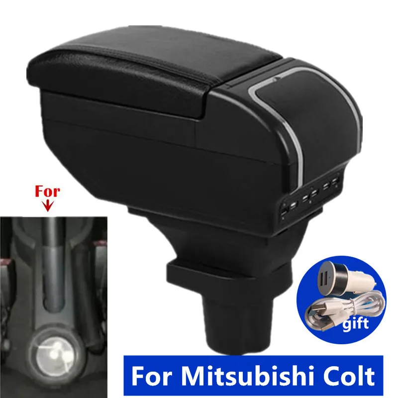 For Mitsubishi Colt Z30 Armrest Box Double-Layer Center Storage Box Cup Holder USB Interface Dedicated Retrofit Car Accessories