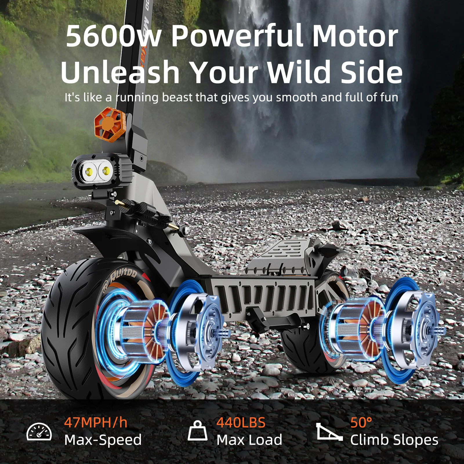 Electric Scooter Adults, 5600W Dual Motor Fast Electric Scooter for Adult Top Speed 47MPH,60V 27Ah Range 50Miles, 11