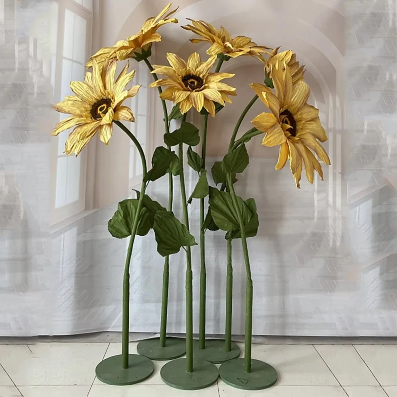 Artificial Paper Flower Sunflower Wedding Road Leads Flower Stand Event Party Backdrop Decoration Stage Window Layout Sunflower