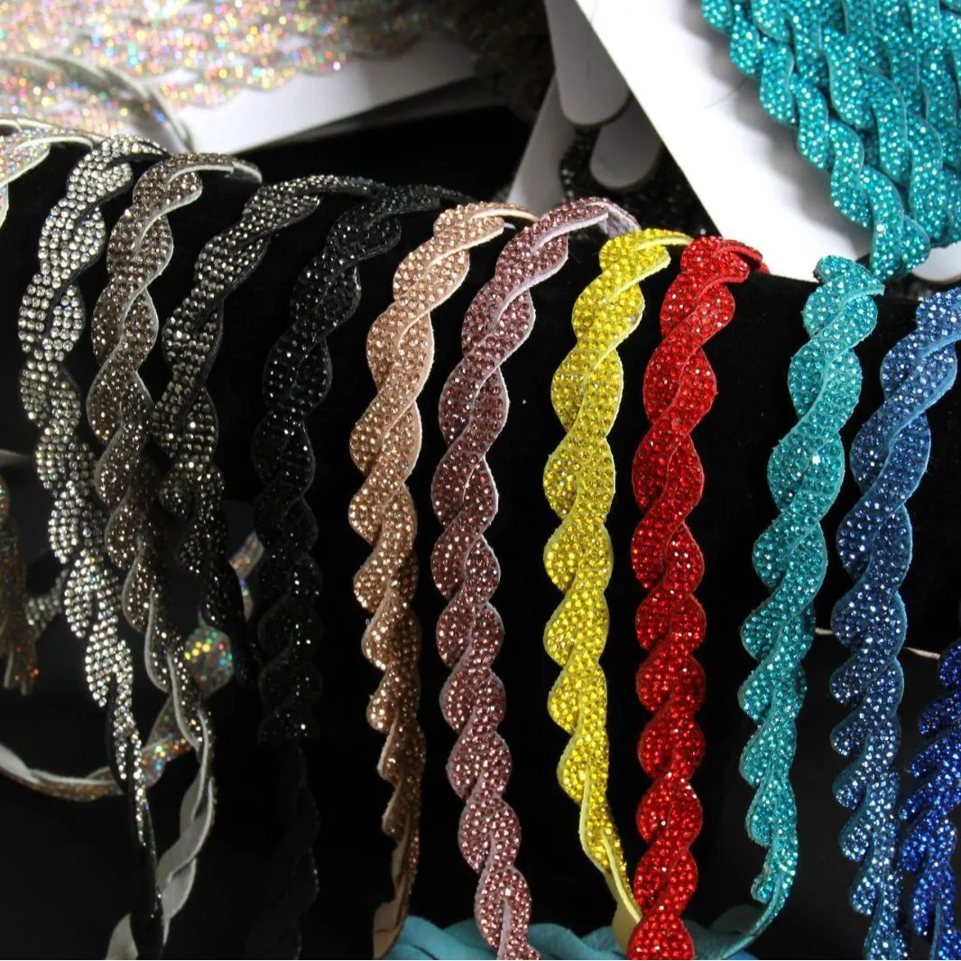 

10 Yards Crystal Twisted Braid Trim DIY S Shape Rhinestone Rope Two Strand Hotfix Bling Shoe Hat Bag Craft Supply