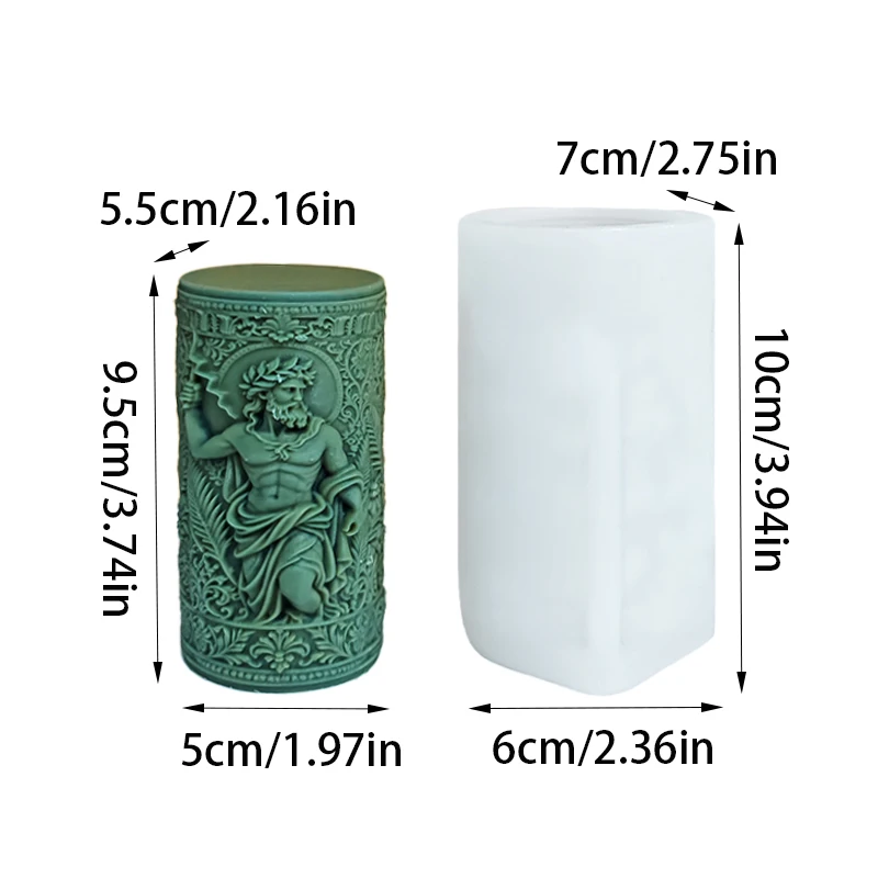 Luxurious Retro God Statue Scented Candle Laurel Wreath Lightning Relief Silicone Mold Handmade Artistic Decoration Gift