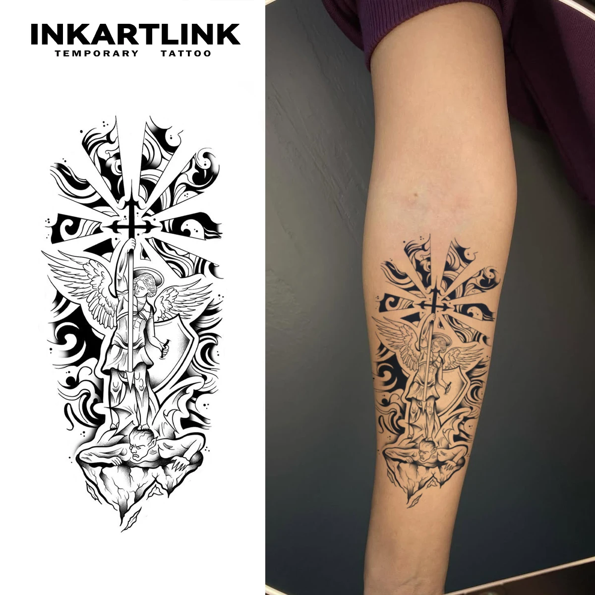 

Divine Triumph Temporary Tattoo,Lasts To 15 Days New Technology Magic Waterproof Semi Permanent Sticker