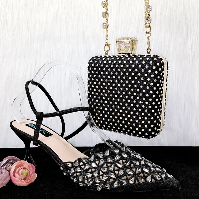 QSGFC New Arrival Italian Design Elegant Black Color Women Shoes And Bag Set For Party High Quality Lady Occasion Shoes AliExpress