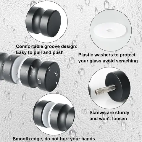 Snyggt duschdörrhandtag i glas, skjutdörrsknopp för dusch, dubbelsidiga dragdetaljer för badrumsdörrar i glas 8 best sales handdörr - №5