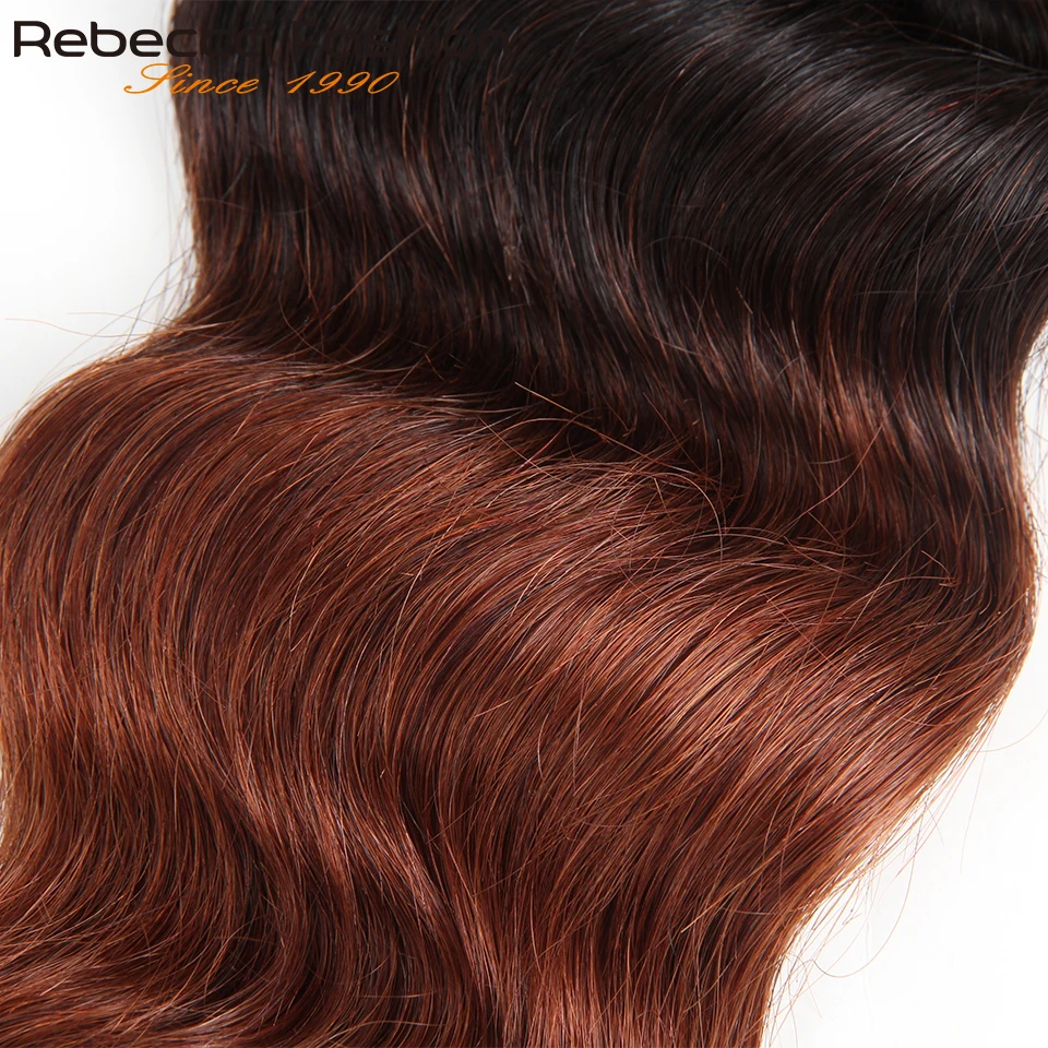 Tissage en Lot Brésilien Remy Naturel Body Wave Brun T1B/33, Double Highlight, Proximité