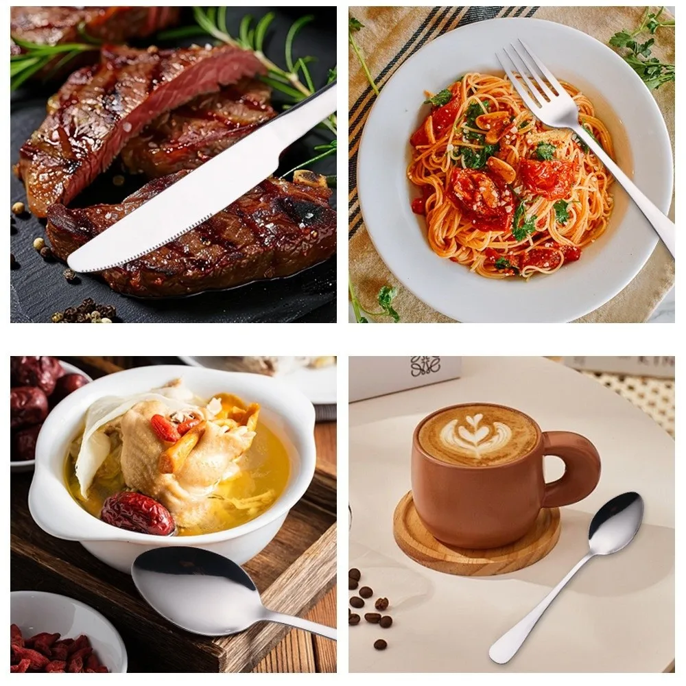 

24 Pcs Food Grade Cutlery Set with Box Minimalist Decor Dinner Spoon Fork Set Portable Light Luxury Stainless Steel Tableware