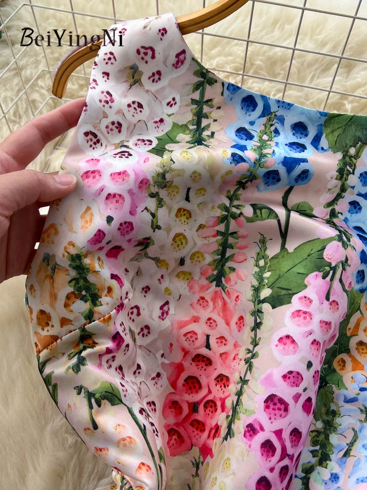 ชุดเดรสปาร์ตี้สไตล์ฝรั่งเศสสำหรับผู้หญิง แบรนด์ Beiyingni ลายดอกไม้ พิมพ์ลาย ทรงเข้ารูป เอวสูง ทรงเอ ยาว ชุดเดรสลำลองสำหรับสุภาพสตรี ดีไซน์หรูหรา รุ่นใหม่ปี 2025