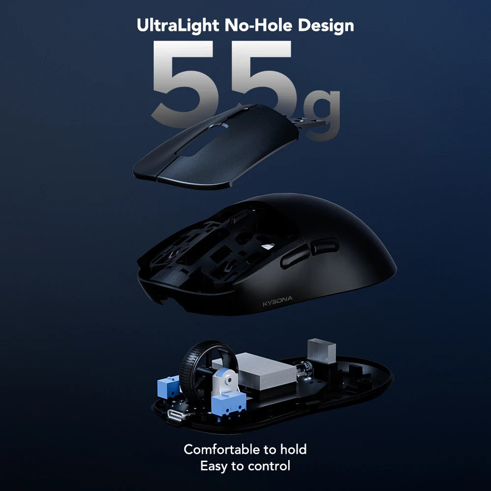 Выбор KYSONA M600 V2 PAW3395 Беспроводная мышь Bluetooth Gaming Esports 55 г 26000 точек на дюйм 6 кнопок оптический PMM3395 компьютер для ноутбука