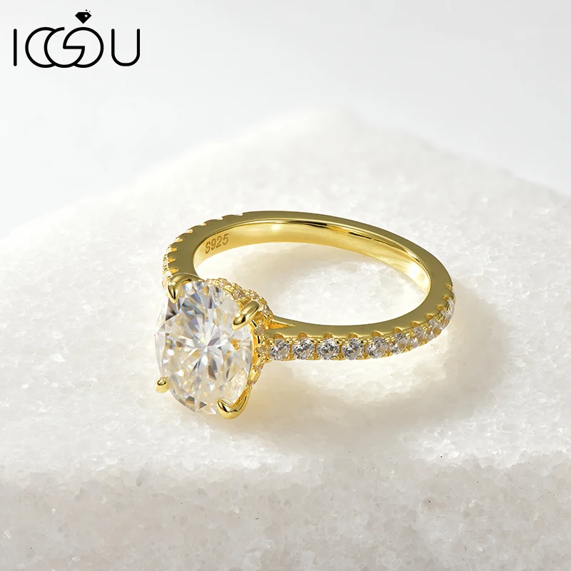 

IOGOU 3CT овальной формы D-цвет Муассанит Классическое обручальное кольцо для невесты из стерлингового серебра S925 Женское обручальное кольцо с сертификатом