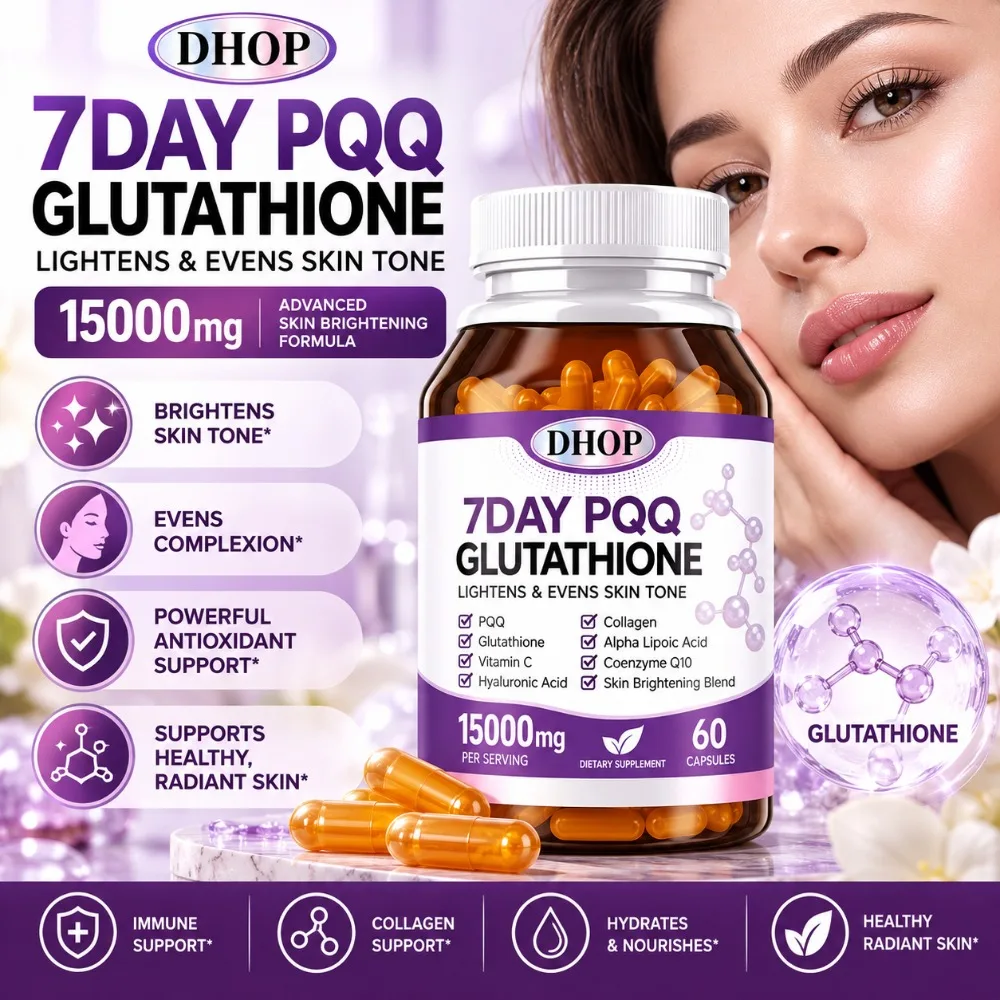 Glutathione PQQ Capsules 60 Count with Vitamin C Antioxidant Beauty Supplement for Skin Health and Daily Wellness Support