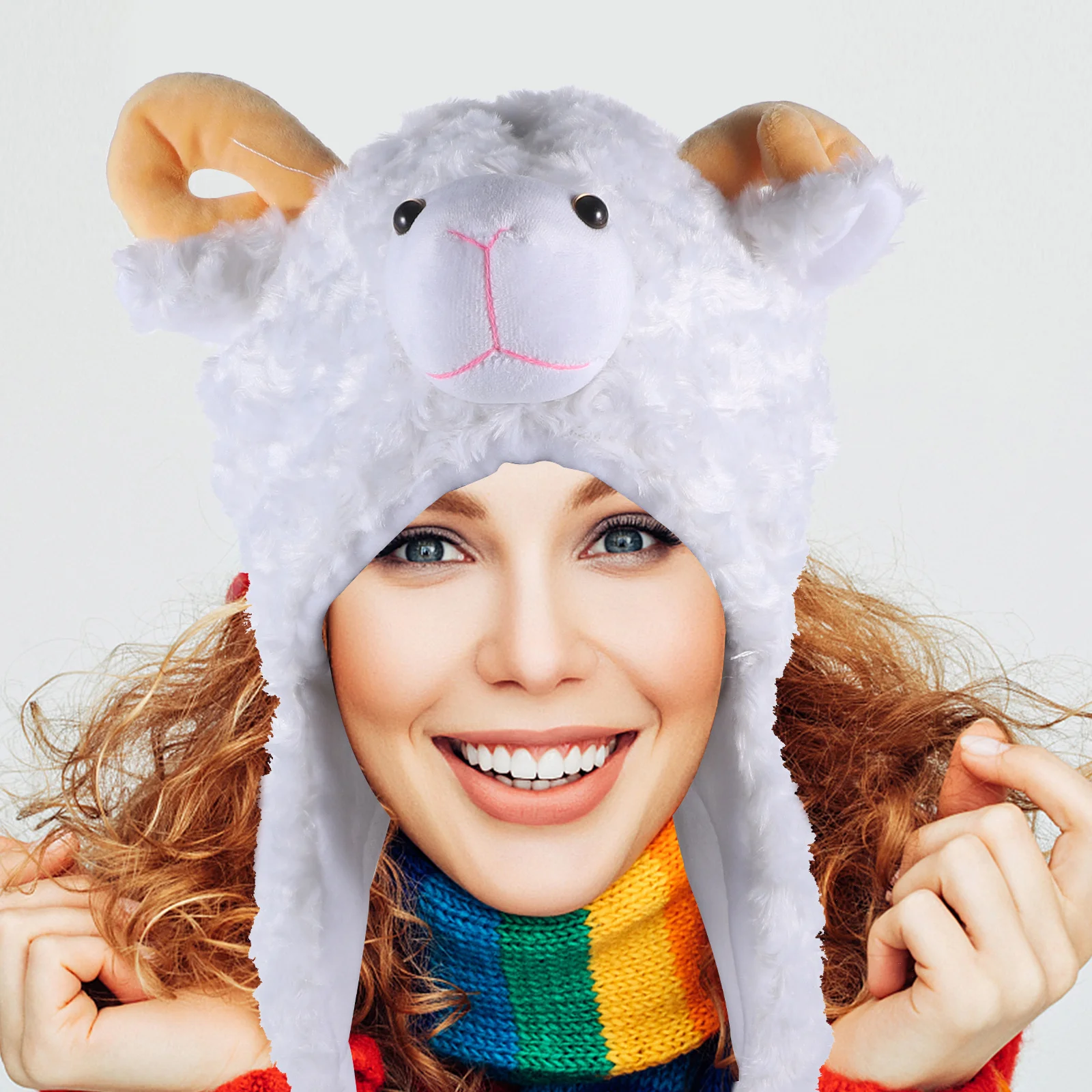 Adorabile cappello per animali taglia unica per la maggior parte dei copricapo invernale morbido e caldo di alta qualità con paraorecchie e pompon per costume per bambini e adulti