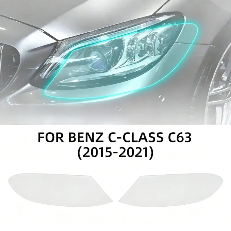 For Mercedes Benz C Class C63 2015-2021 Car Headlight Clear Smoked Anti-Scratch Transparent Sticker Exterior TPU Protection Film
