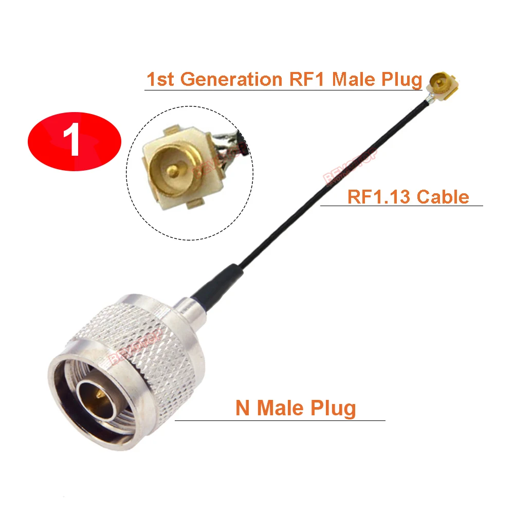 1PCS N to U.fl IPX Cable N Type Male / Female to 1st Generation RF1 Male Plug Connector RF1.13 Pigtail Antenna Extension Jumper