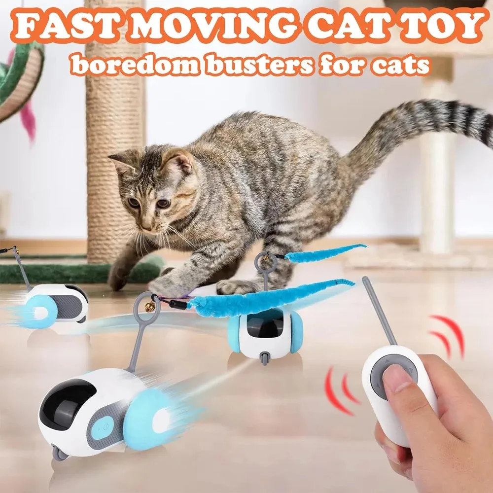 Jouet intelligent pour chat, interactif, mobile automatique, voiture électrique à distance, Version améliorée, jeu d'entraînement pour chaton Rechargeable