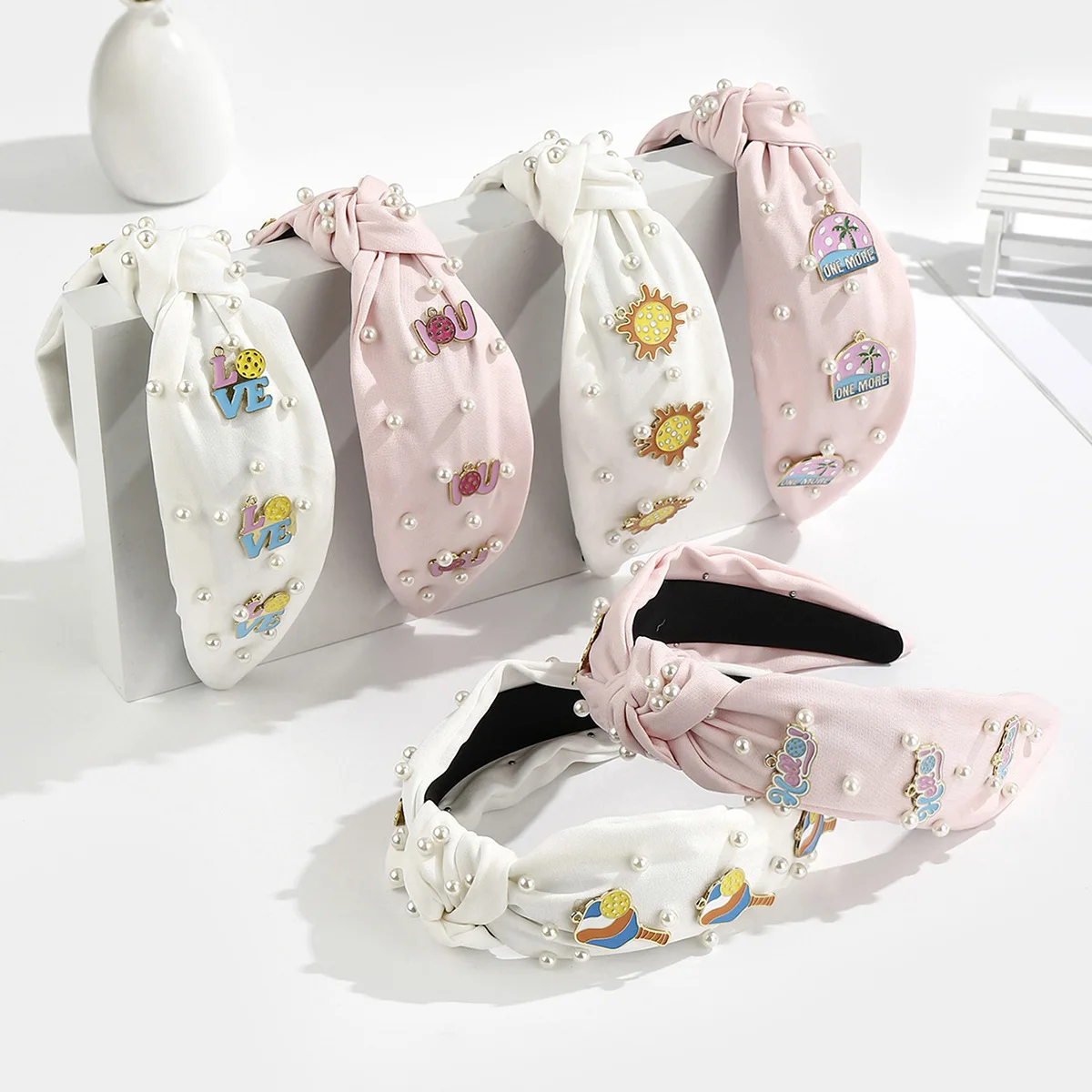 

Korean Style Fashion Fabric Pickleball Letter Knot Headband Sweet Cute Hair Accessory for Women