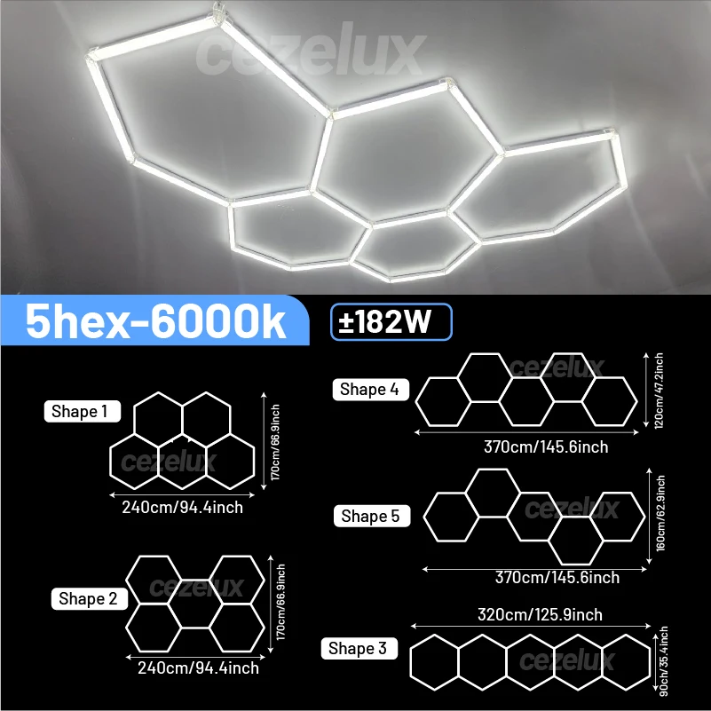 Kapperszaak kapsalon hexagonale led-verlichting voor garage werkplaats kantoor sportschool auto berging studio plafondlamp honingraatbuis