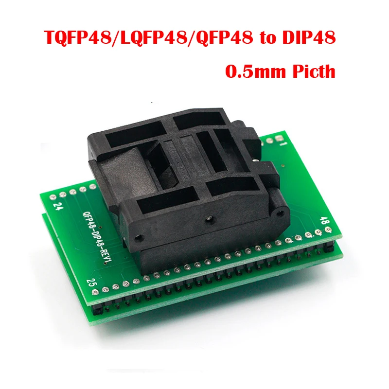 QFP48 to DIP48 IC Programmer Adapter 0.5mm Picth Chip MCU Test Socket TQFP48/LQFP48/QFP48 to DIP48 Burning Seat