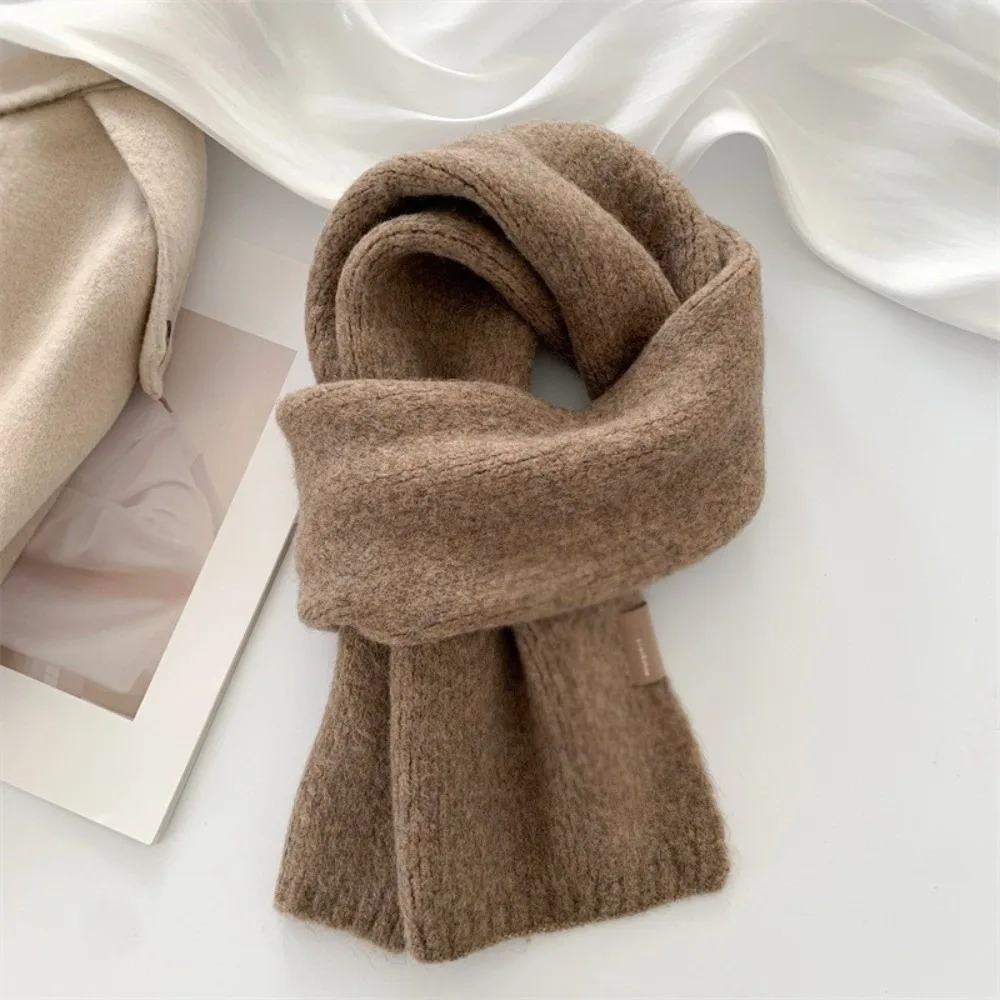 

New Windproof Neck Warmer Warm Coldproof Neckerchief Solid Color Knitted Scarves Bib Gift