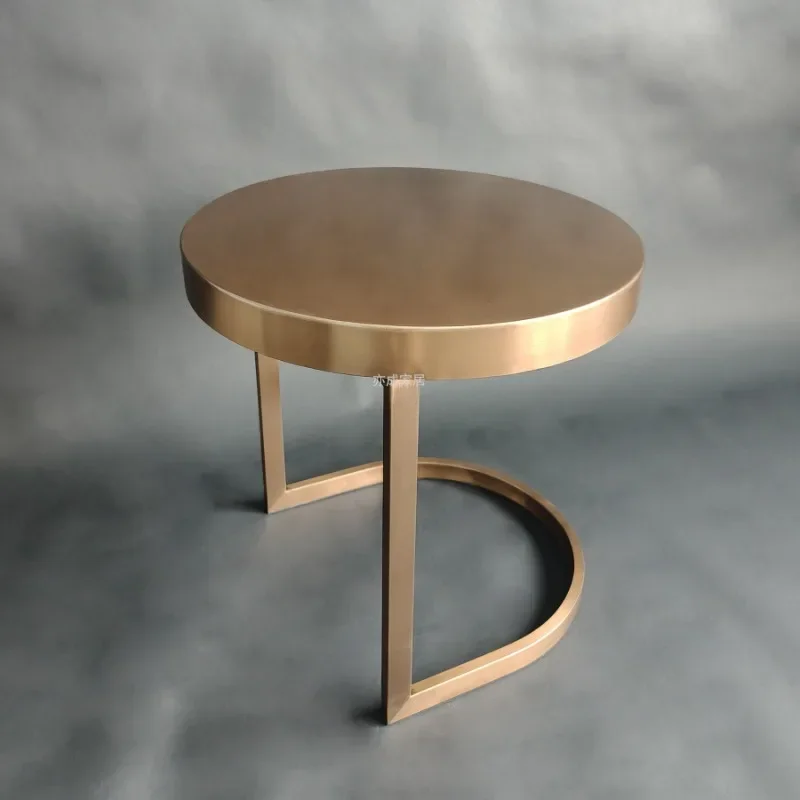 حافة أريكة حديثة بسيطة مستديرة من الفولاذ المقاوم للصدأ عدد قليل من الديكور الناعم مصمم فيلا فندق الإقامة المنزلية غرفة المعيشة أريكة الزاوية عدد قليل من #3