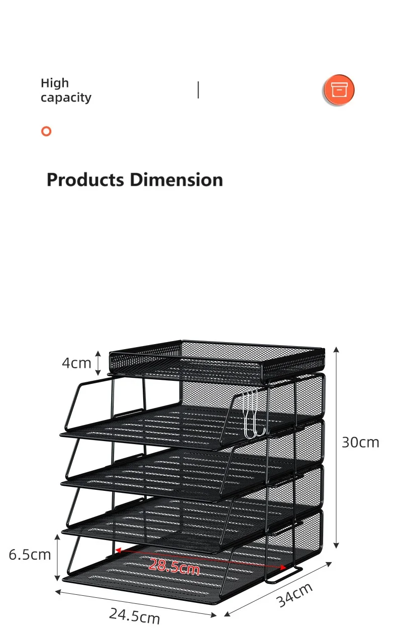 Formwell Multi Tier Desk Organizer Paper Tray File Holder Document letter organizer Metal mesh file tray stackable with hooks