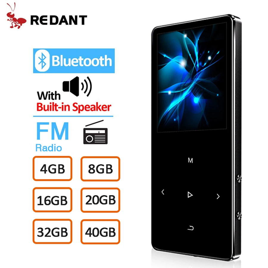 REDANT HIFI MP3 Player with Bluetooth 4.2 FM Radio Touch Key 1.8 Screen mini mp3 sport MP 3 music player portable metal walkman