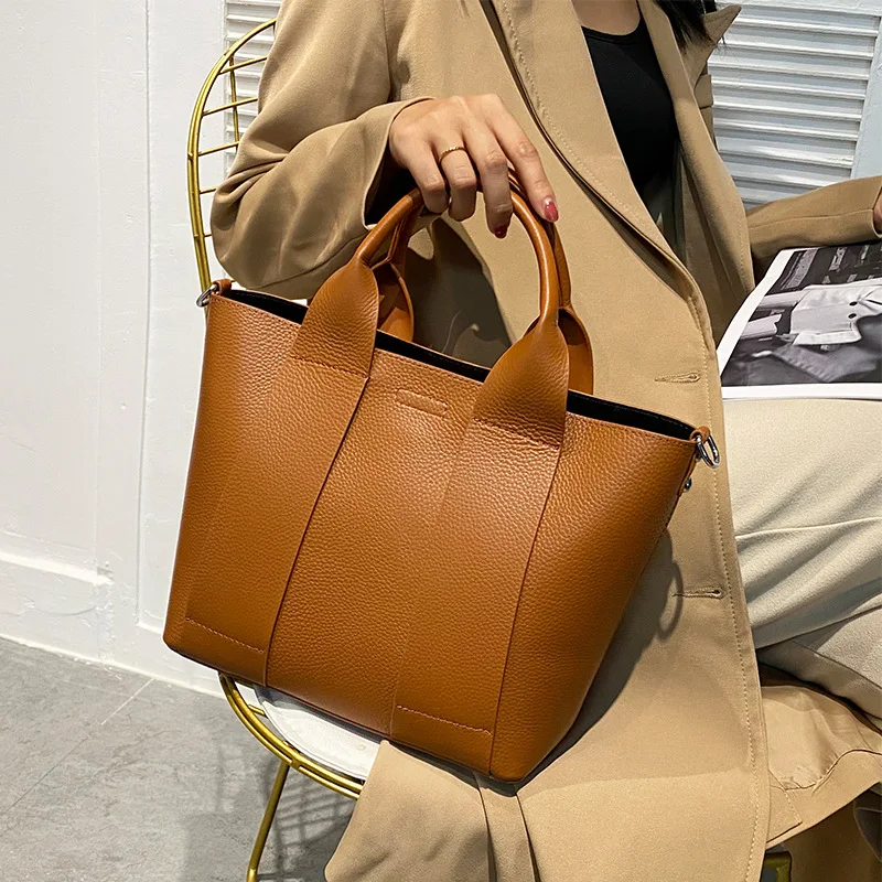

Large Capacity Leather Tote Bag Single Shoulder Women's Fashionable Crossbody Bag Genuine Cow Leather Storage Bag Motorcycle Equ