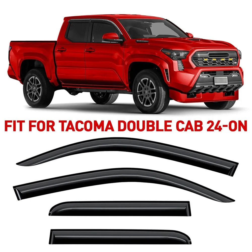 

Дефлекторы окон (ветровики) для Toyota Tacoma Double Cab 2024-2025, ударопрочные