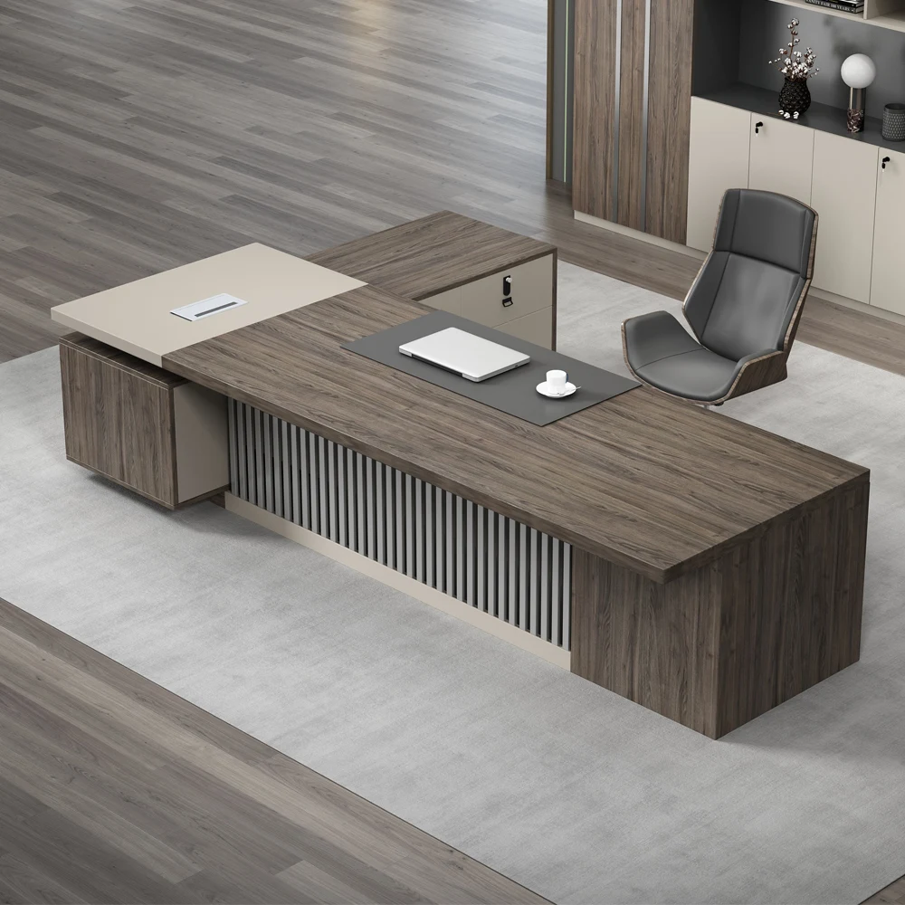 

Изготовленный на заказ современный роскошный 2,4-метровый оранжевый и коричневый деревянный офисный стол Ceo, офисный стол из МДФ, стол для руководителя, офисный органайзер