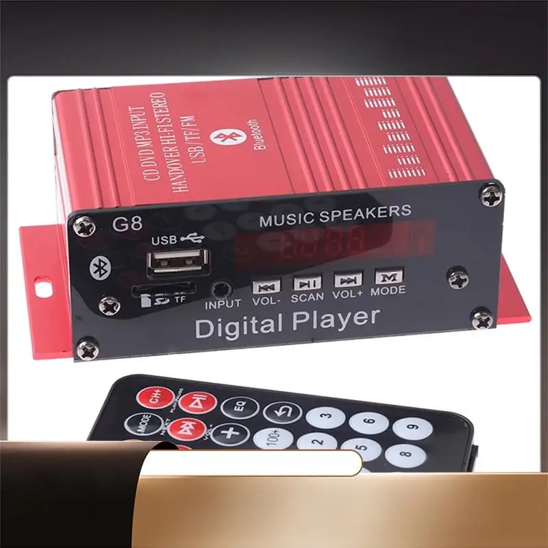 

G8 Car 12V 200W 2 Channel Digital Power Amplifier Stereo Bluetooth AUX FM MP3 With Remote Control Easy Install-X64A