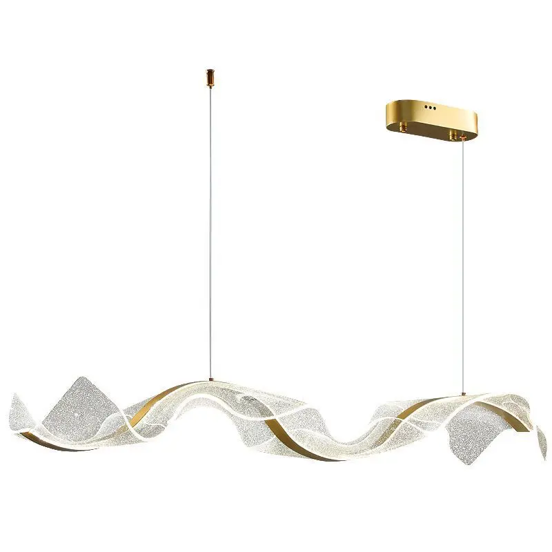 

Modern simple restaurant bar chandelier, creative strip wave living room