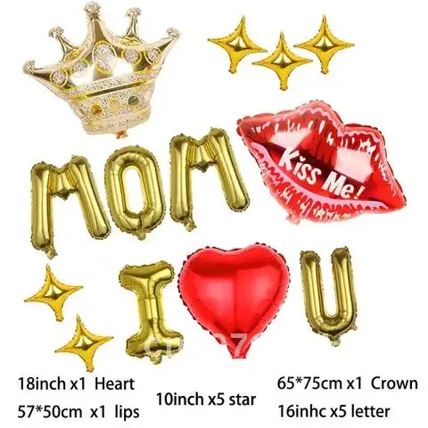 Father Mother I Love You set For Father Mothers Day Party Family Decoration 16inch Gold Letter Balloons Best Mom Ever Foil Ball