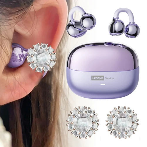 Imagen 2 del producto Nuevos auriculares Lenovo LE302 OWS con Clip para la oreja, auriculares inalámbricos con sonido HiFi, auriculares deportivos para música con micrófono, regalo para niños y niñas
