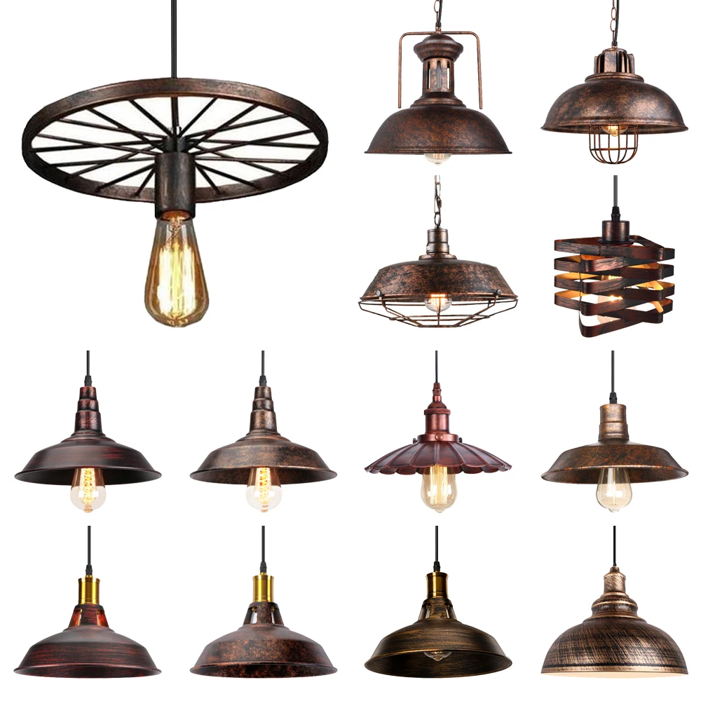 Industrial Vintage Rust Chandeliers Hanging Lights Ceiling Metal Pendant Lamps for Home Living Room Kitchen Restaurant Bar Decor