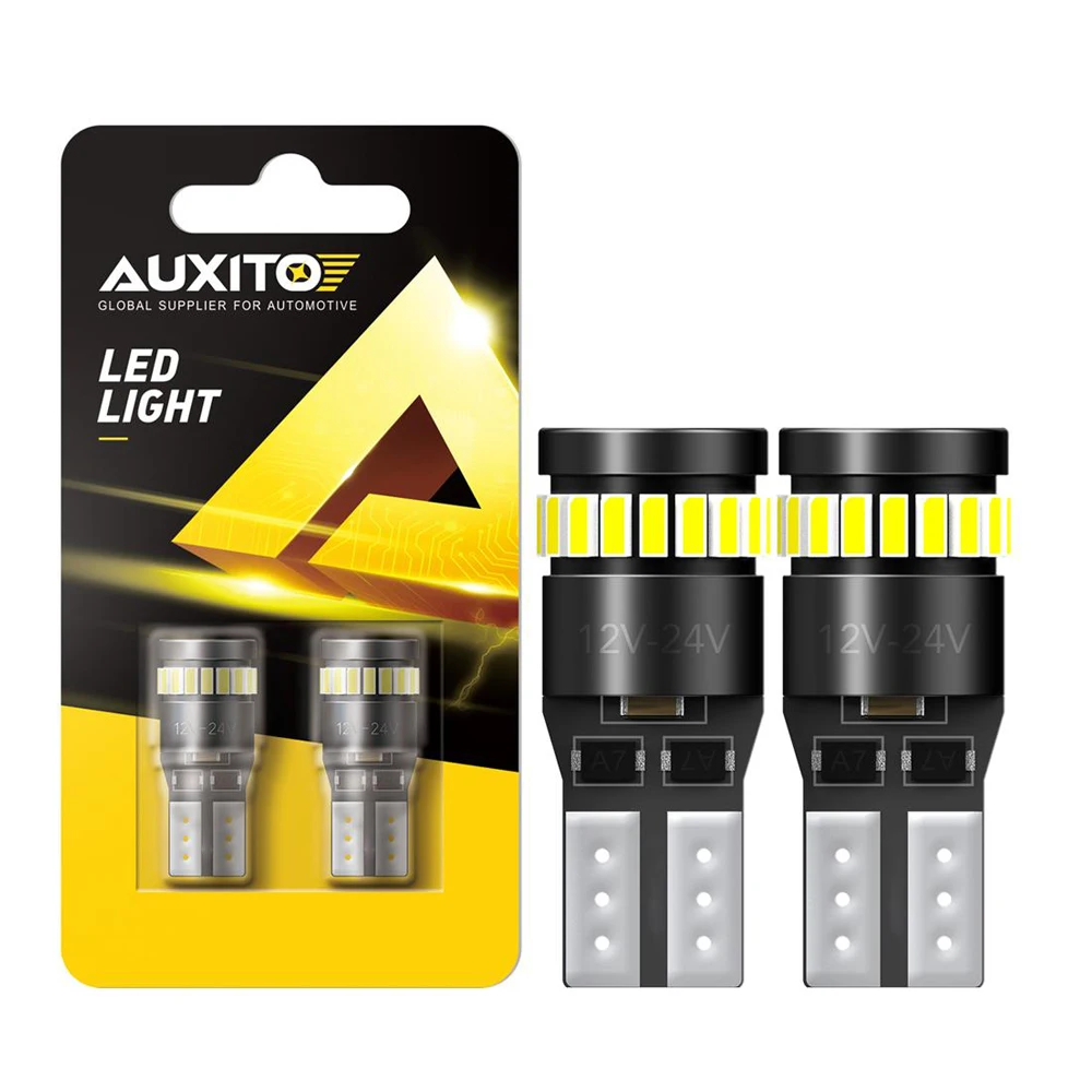 

AUXITO 2Pcs 12V 24V W5W T10 LED Canbus Bulb for VW Golf BMW Audi Mercedes Ford 194 168 LED No Error Car Interior Light White