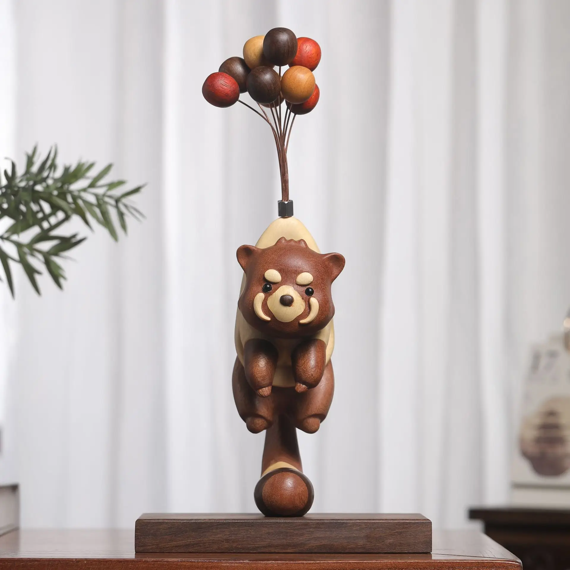 Ebony flying raccoon ornament creative solid wood magnetic splicing cute gift raccoon ornament
