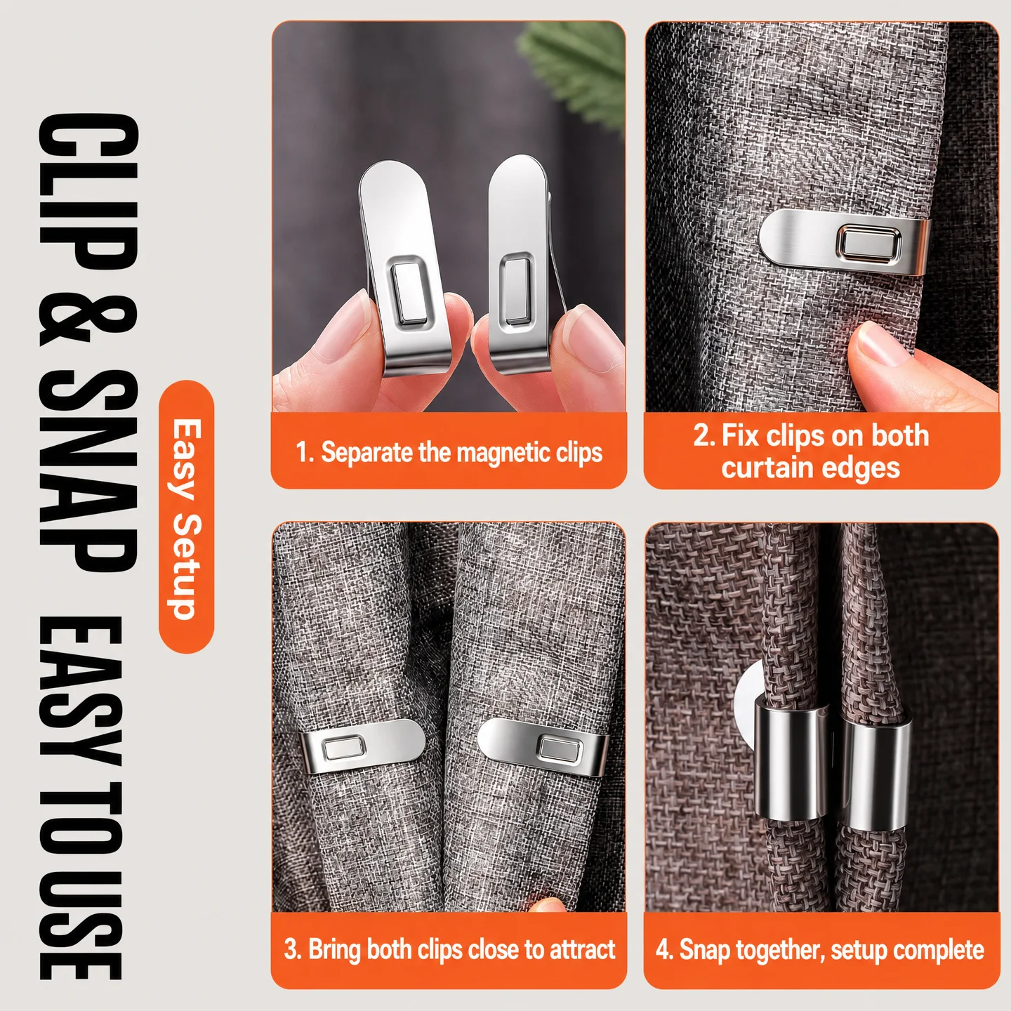 Strong Magnetic Curtain Clips Stainless Steel Blackout Closure Fastener Prevent Light Gap For Bedroom Window Home Decoration